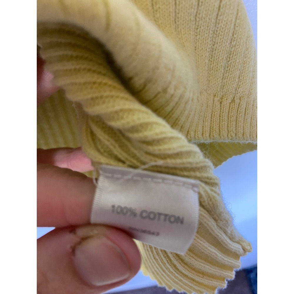 Preppy Butter Yellow Ribbed Henley Top Medium 3/4 Sleeve Y2K Cotton 00s 90s - Picture 6 of 7